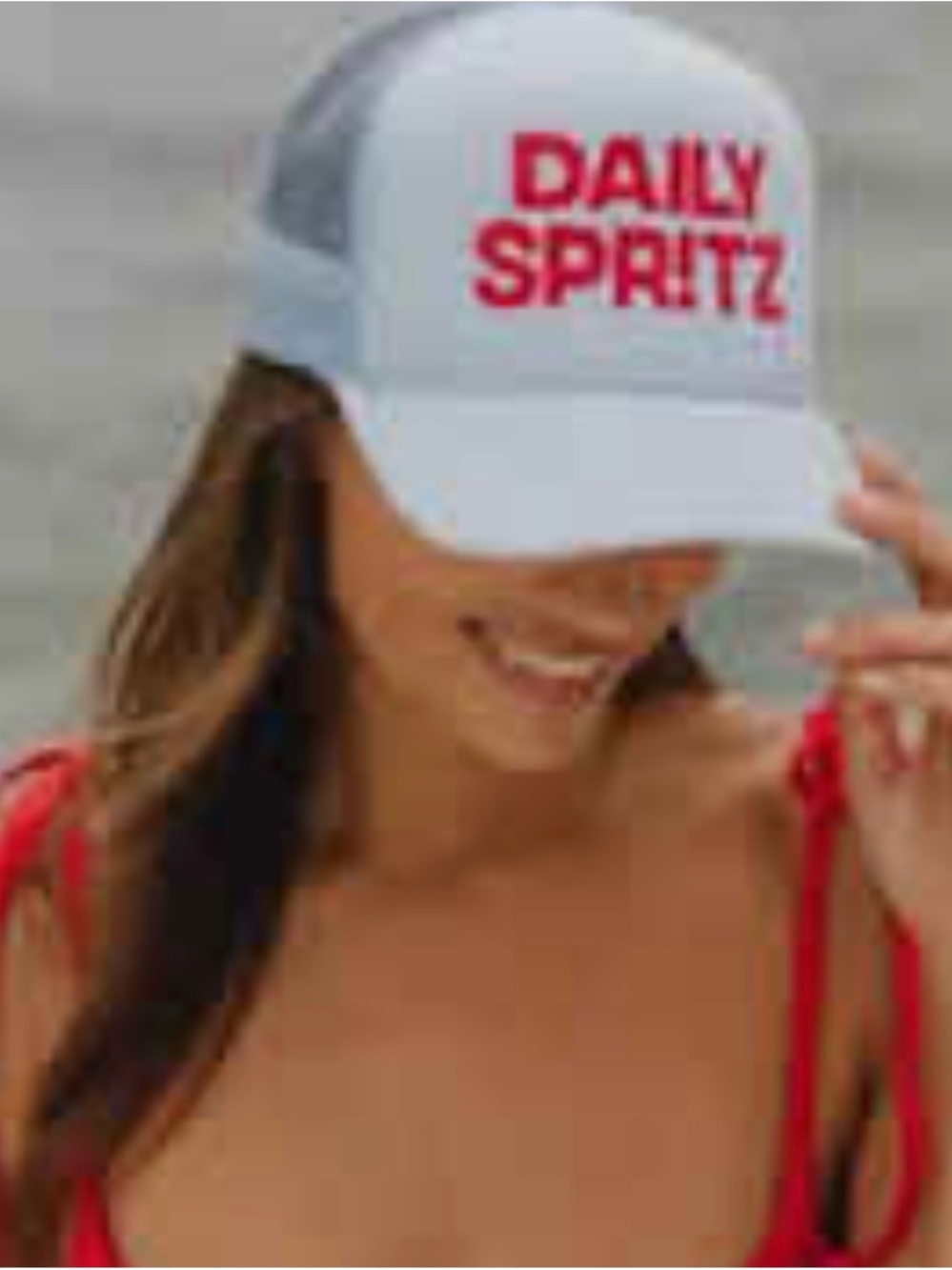 Daily Drills Daily Spritz Light Blue Trucker Hat with Red Logo